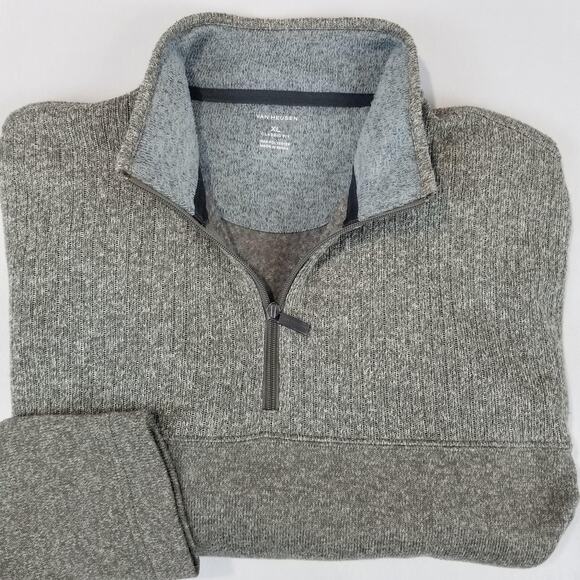 Van Heusen Other - Van Heusen Sweater Mens XL Gray 1/4 Zip Mock Neck Classic Fit Pullover Knit